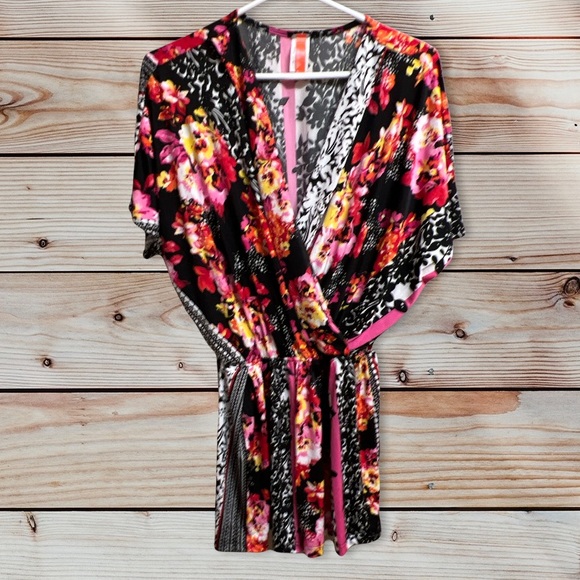 NWOT Sola La Fe Boho Floral Striped Chic Romper Shorts Small Womens Summer - Picture 3 of 12